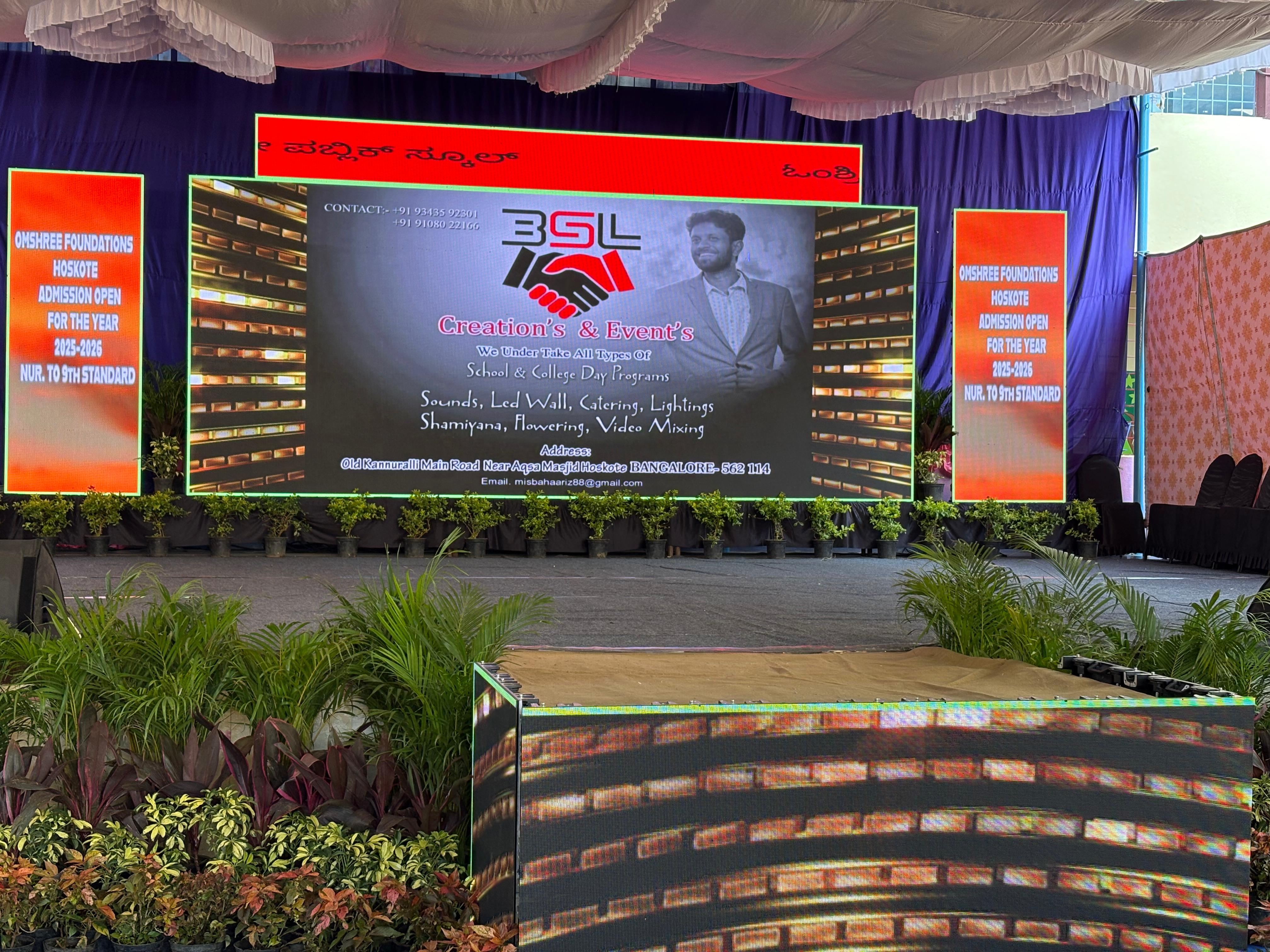 Branded LED-wall stage built for a school program